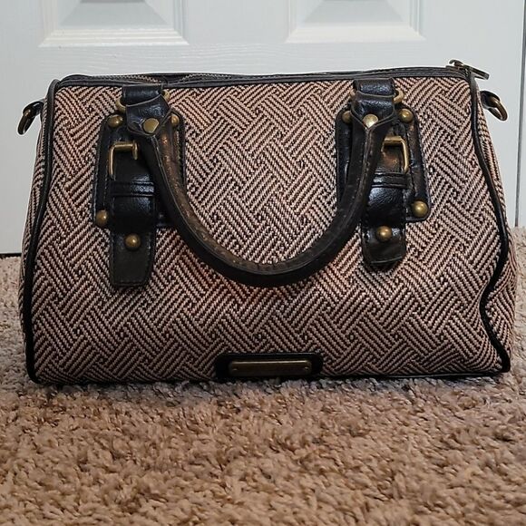 Steve Madden woven print straw handbag - Picture 1 of 5